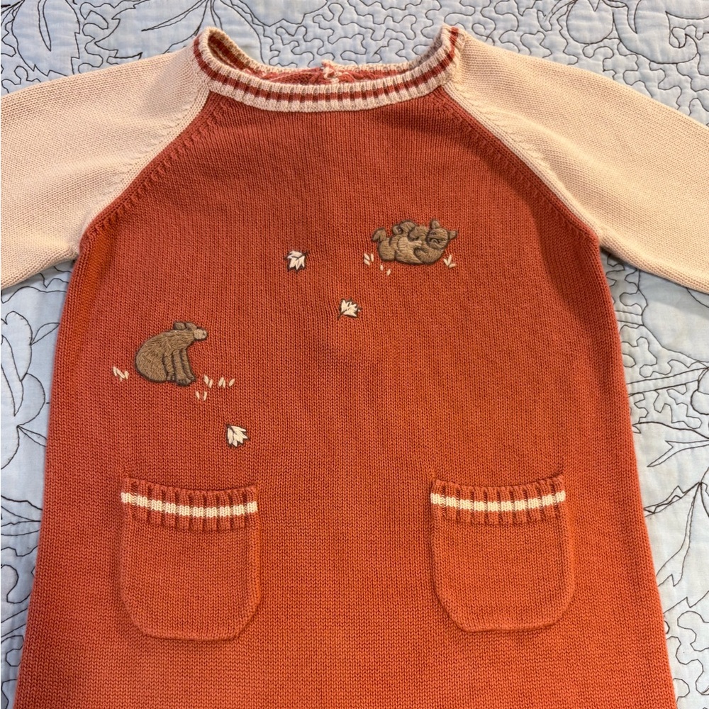 JANIE AND JACK Fall Layette Bear Motif 2-Piece Outfit Set Rust Tan 6–12 Months💛 - Picture 6 of 15